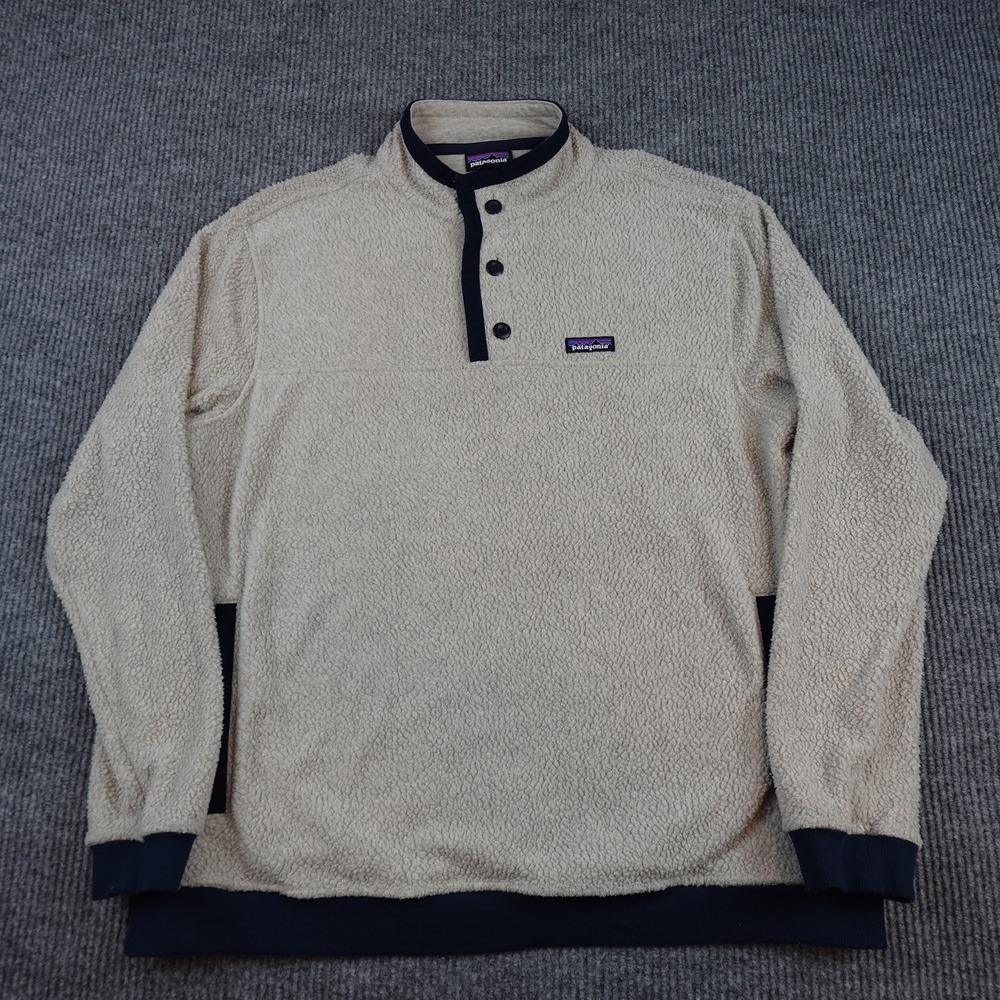 Patagonia Shearling Button Pullover Mens 2XL Oatmeal Fleece 26140 FA22